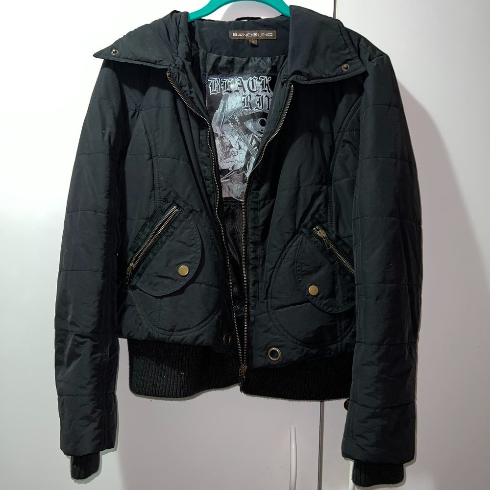 Bandolino Black and Brass Bomber Jacket Size XL